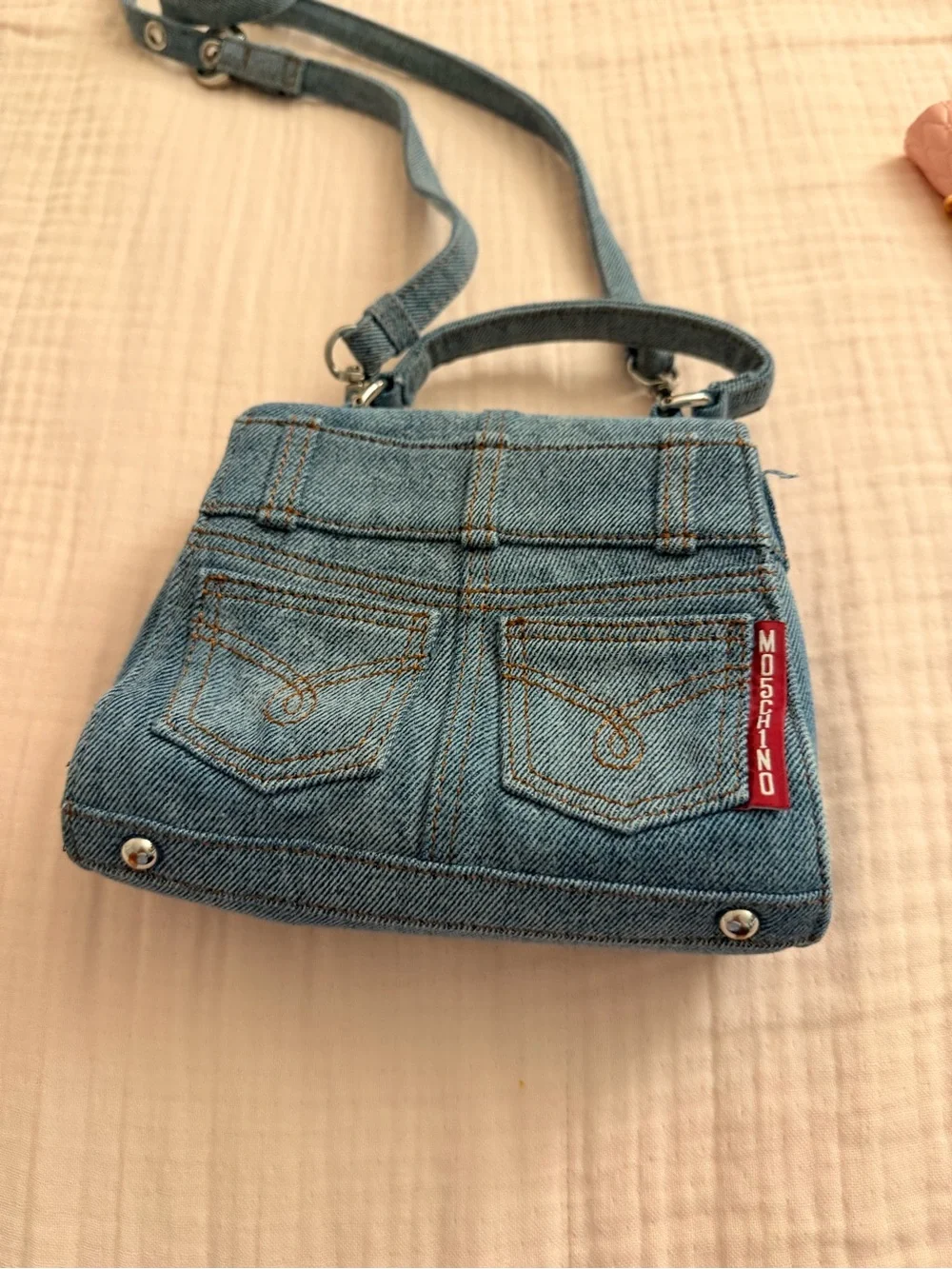 Moschino Light Blue Denim Crossbody Bag